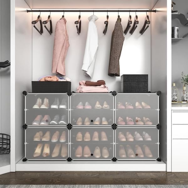 Shoe Slot Organizer Space Saving Double Tier Adjustable Shoe Slots for Closet Organization 5 Pack 5 Doors