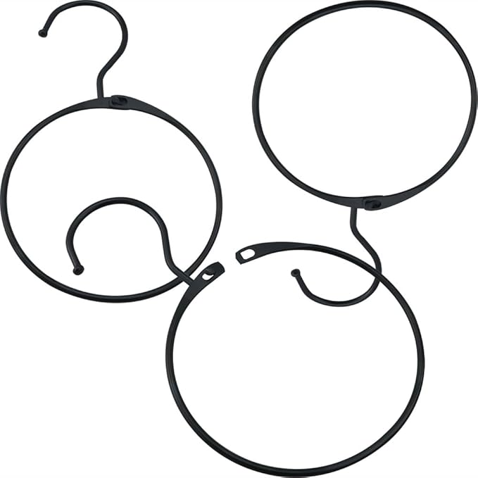 3PCS 120mm Diameter Black Metal Openable Scarf Hooks Clothes Hanger Closet Storage Activity Loop Anti Skid Large Scarf Holder for Hanging Belt Baseball Cap Bag Jewellery