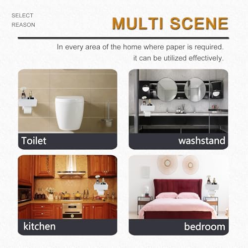 Toilet Paper Holder with Storage Drawer, Glossy Plastic, Dual-Mount White - Image 7