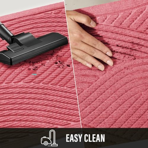 HIYARD Sturdy Front Door Mat, Absorbent Muddy Dirt Resist Welcome Door Mats Outdoor Indoor, Stain and Fade Resistant, Non-Slip Backing Entry Mat Low Profile Doormat for Entryway, 36×24, Pink - Image 7