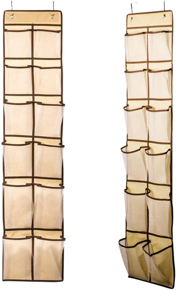 ZXD ZHEXUNDIAN 24 Pocket Over The Door Shoe Organizer Rack Hanging Storage Save Closet and Door Space (Color : Beign)