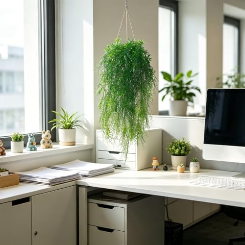 dallisten 4Pcs Fake Hanging Fern Plants for Outdoors, UV Resistant Artificial Ferns Greenery Vines Faux Trailing Plants for Indoor Wall Porch Wedding Boho Home Garden Decor(4PCS Green Ferns) - Image 7