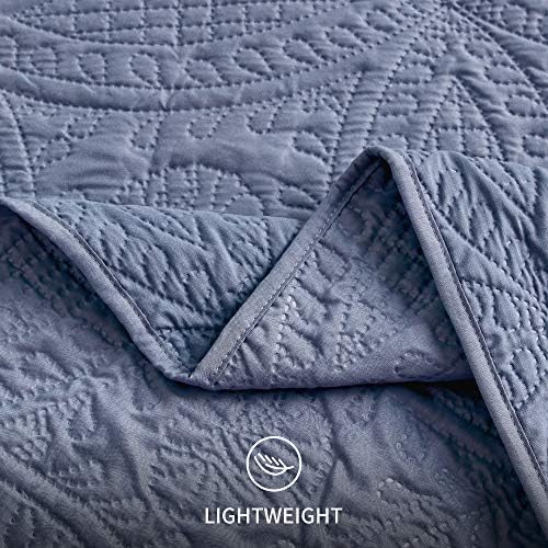 Love's cabin Twin Quilt Set Blue Bedspreads - Soft Bed Summer Lightweight Bedspread Comforter - Modern Style Coin Pattern Coverlet for All Season - 2 Pieces (1 Quilt, 1 Pillow Sham) - Image 6