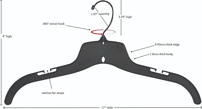 NAHANCO 17” Super Heavy Weight Plastic Shirt/Dress Hangers, White (Pack of 100), Made in USA