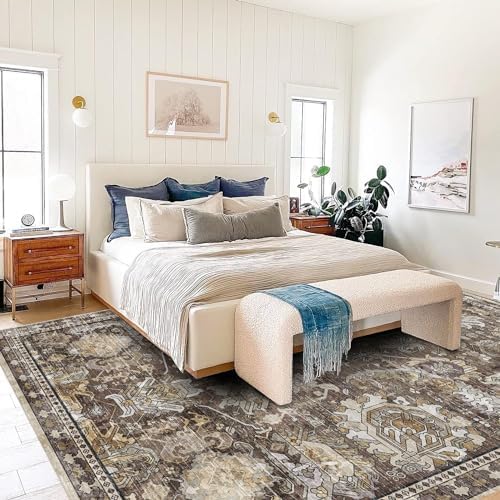 RUGSURE Washable Area Rugs - Perfect for Living Room, Bedroom, Kids Room, Nursery - Stain & Water Resistant Non-Slip, Pet & Child Friendly, Vintage Tribal Area Rugs (Ivory, 5' x 7') - Image 6