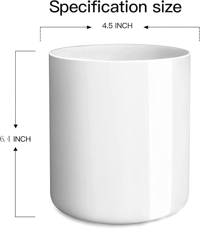 LATCHHOOK White utensil holder for Countertop, Glossy White Ceramic Utensil Holder for Kitchen Counter Easy to Clean, Modern Small Cooking Utensil Holder Spatula Crock for Décor, 4.5×6.4 IN