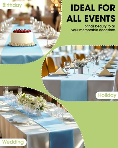 Pureegg Blue Disposable Plastic Table Runner 14x108 Inch Party Decor - Image 6