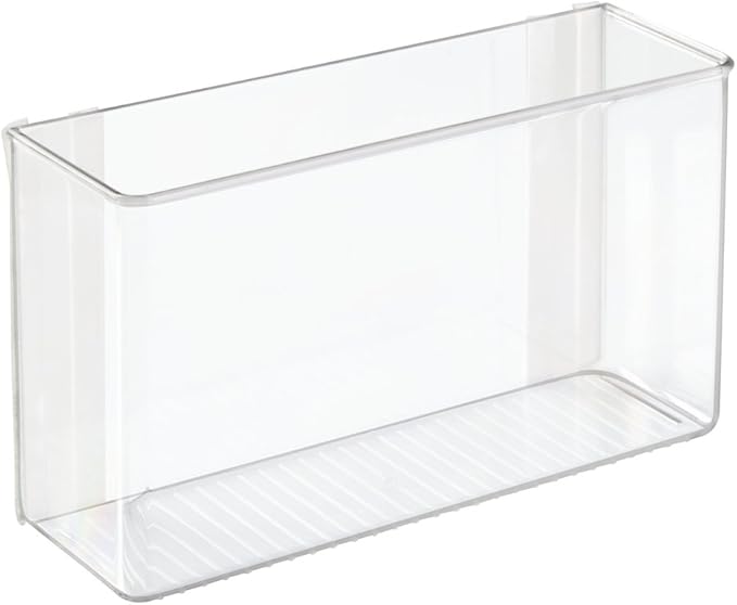 mDesign Plastic Adhesive Mount Storage Organizer Container for Kitchen or Pantry Wall Organization - Space Saving Holder for Sandwich Bags, Foil - 11" Wide - Ligne Collection - Clear