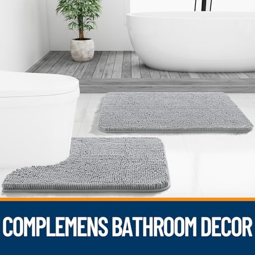 OLANLY Toilet Rugs U-Shaped 24x24, Soft Absorbent Chenille Contour Rugs - Image 7