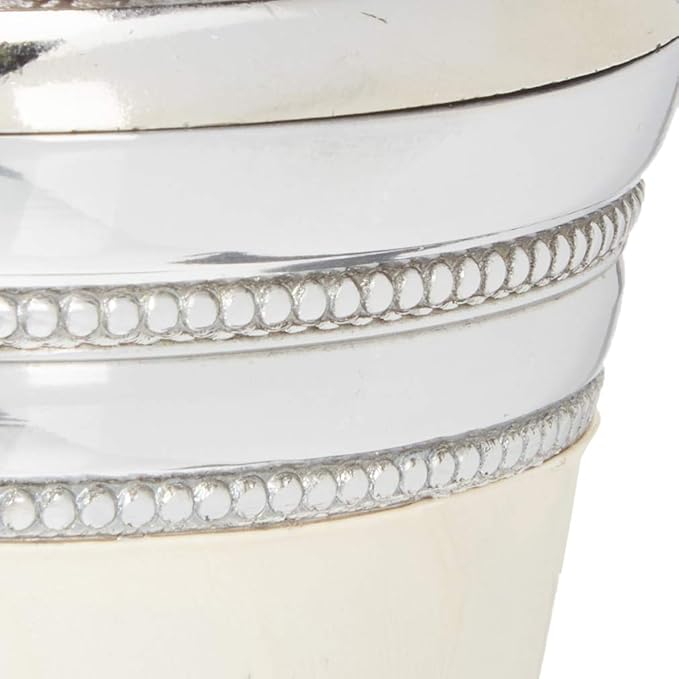 nu steel Fantasy Bathroom Vanity Countertop Storage Organizer Canister Jar for Cotton Swabs, Rounds, Balls, Makeup Sponges, Bath Salts - White Mop Finish