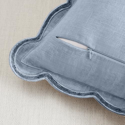 Ohocut Scalloped Pillow Cover Pack of 2 Spring Chenille Decorative Throw Pillow Covers Cute Boho Couch Pillow Covers Aesthetic Funky Preppy Pillow Cases for Sofa Living Room (Misty Blue, 20x20 Inch) - Image 5