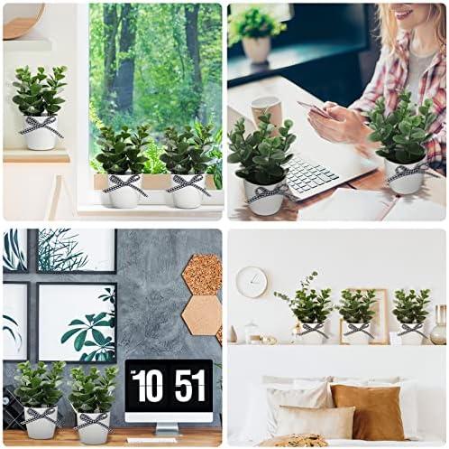 Jexine Farmhouse Tiered Tray Decor Mini Potted Eucalyptus Decor Plant Decor Items for Tiered Trays Farmhouse Artificial Plants Small Eucalyptus Decor for Home Decor (Simple Style) - Image 7