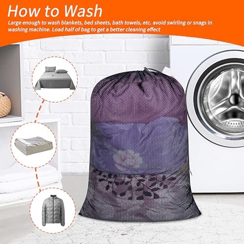 Polecasa Heavy Duty Diamond Mesh Laundry Bag, 24x36", Black - Image 6