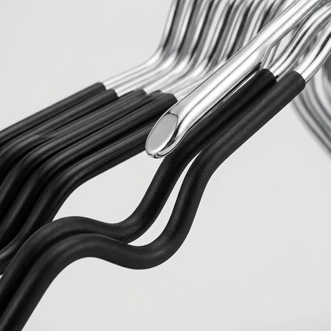 24-Pack Metal Hangers with Shoulder Notch - Heavy Duty Wire Clothes Hangers, Ultra-Thin Stainless Steel, Non-Slip, Space-Saving Coat Hangers for Home, and Hotels - Rust-Resistant and Durable