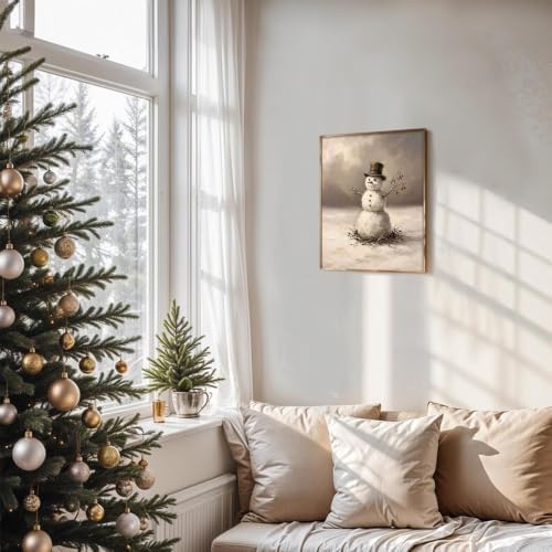 RETRART Vintage Snowman Canvas Wall Art Print, Cottagecore Farmhouse Winter Wall Decor, Rustic Snowman Art Prints for Nursery Bedroom Bathroom Office (11" x 14" - UNFRAMED) - Image 6