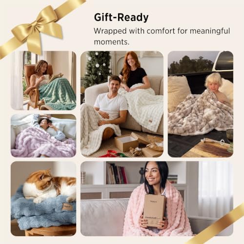 Bedsure Cloud Bubble Fleece Twin Blanket for Bed, Sage Green, 60"×80" - Image 6