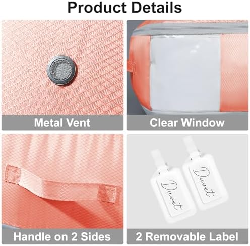 Comforter Storage Bag - Large Capacity Blanket Storage Bags 3-Layer Ultra Space Saving Self Compression Organizer, Washable Compression Bags for Storage Comforter Blanket, 2-Pack, Pink - Image 6