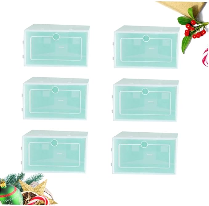 OSALADI 6PCS Stackable Transparent Shoes Box Thickened Plastic Shoe Storage Container S Green Organizer for Closet Entryway Under Bed for Easy and Space Saving