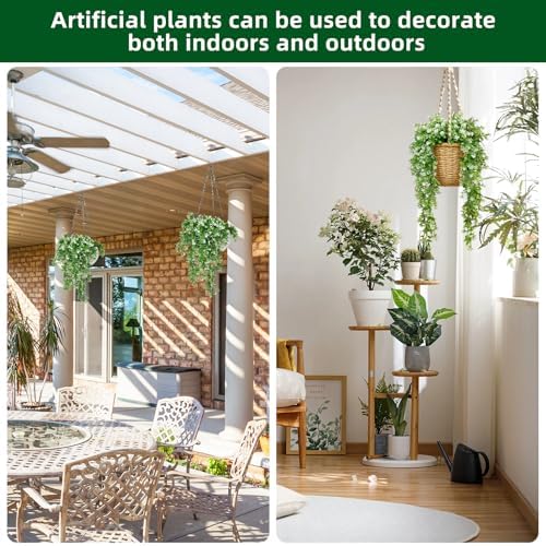 RECUTMS Artificial Fake Hanging Flowers Plants for Outdoors Decor 2Pcs - Image 6