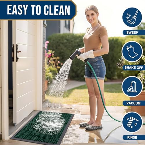Smiry Front Door Mat Outside Entrance, Low Profile Rubber Doormat, 35x23 - Image 6