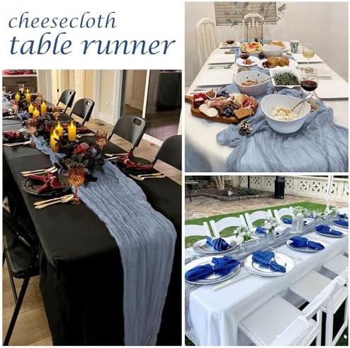 12 Pack Dusty Blue Cheesecloth Table Runner 17 x 108 Inch Gauze Table Runner Fabric Semi Sheer Cheese Cloth Table Decor Bulk for Rustic Romantic Wedding Baby Shower Table Decoration - Image 7
