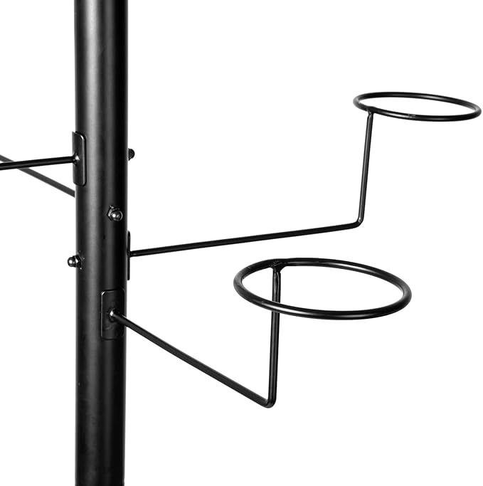 MyGift Modern Freestanding Hat Rack Organizer, 360 Degree Rotating Cowboy Hat Display Stand with 20 Customizable Circular Hooks, Black Metal