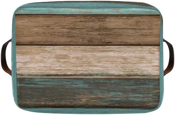 Wood Print Rectangular Storage Basket Not Real Wood Retro Vintage Organizer Bin Shelf Baskets For Clothes Gifts For Home Office Dorm