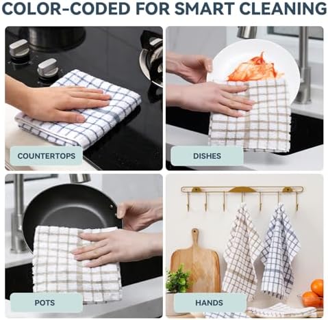 Egles 16 Pack Kitchen Dishcloths, 100% Cotton Dish Cloths, 12 x 12 Inch - Image 6