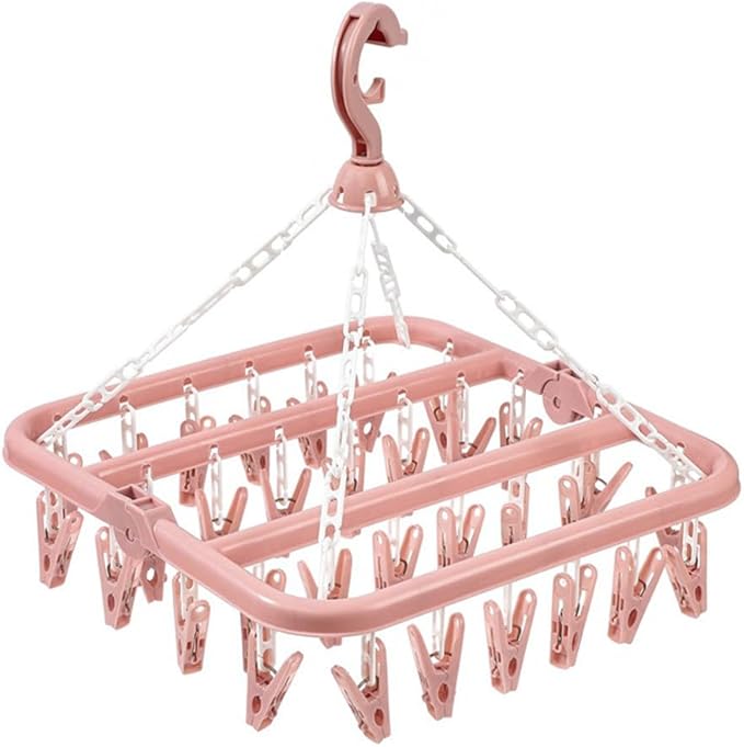 Hanger Socks Organizer with 32 Clips Clothes Drying Rack Closet Organizers and Storage Hangers Space Saving Multi-Function Clothes Hangers for Drying Towel, Bras, Sock,Lingerie, Small Clothes
