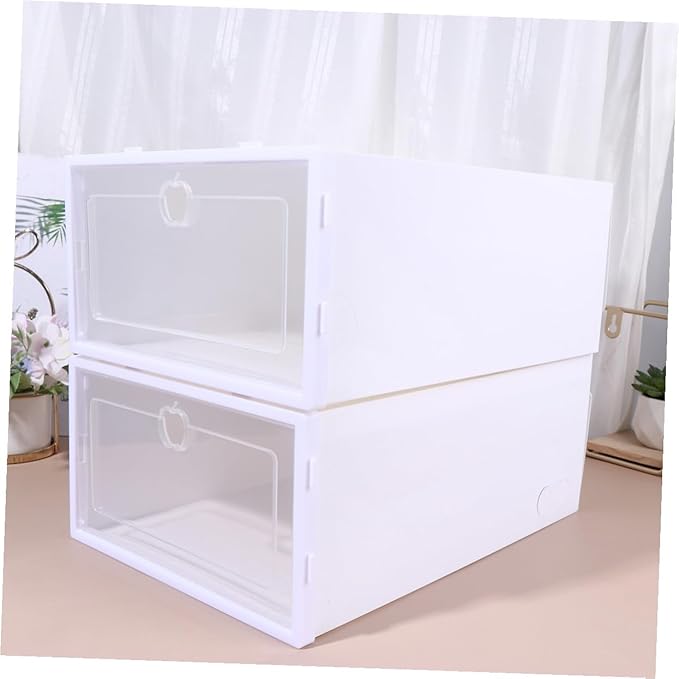 6pcs Shoe Storage Boxes Drawers Thickened Plastic Shoe Organizer Bins for Sneakers High Heels and Boots for Entryway and Closet Organization Style