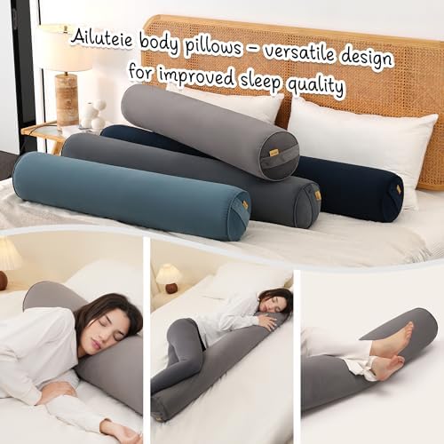 Body Pillow for Adults,Long Round Pillow,Big Cylindrical Pillow,Large Full Bolster Pillows for Side Sleepers (Steel Gray, 59"*7.87") - Image 6