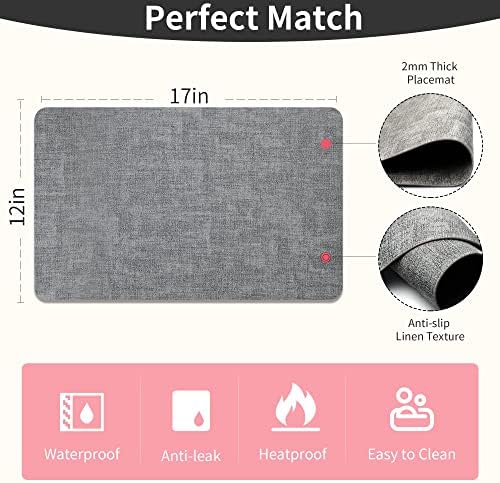 Maxpearl Faux Leather Placemats Set of 8, Easy to Clean, Light Grey - Image 6