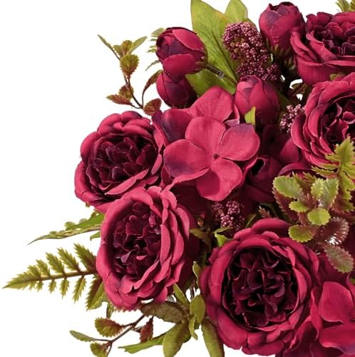 4 Packs Peonies Artificial Flowers Burgundy Silk Flowers Artificial Peonies - Image 6