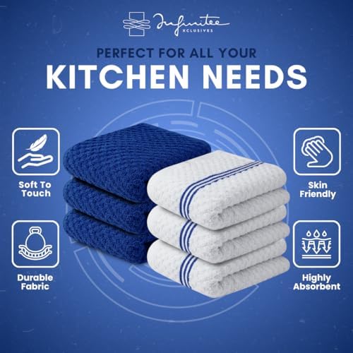 Infinitee Xclusives Kitchen Towels - 6 Pack - Cotton Dish Towel |15" x 25"| - Image 6