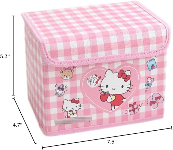 Kawaii Caretoon Fodable Stoage BIn, Cute Anime Collapsible Organizer basket Makeup Holder Office Desk Room Storage Bin (Cat)
