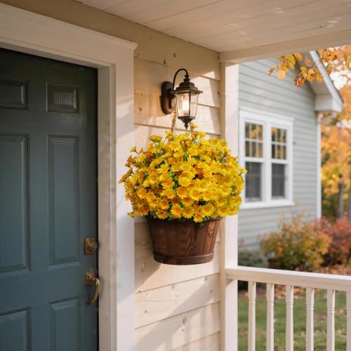 alyptus Fake Flowers Yellow Fall Flowers for Outdoors - 8 Bundles Artificial Mums UV Resistant for Home Garden Window Fall Decor - Image 6