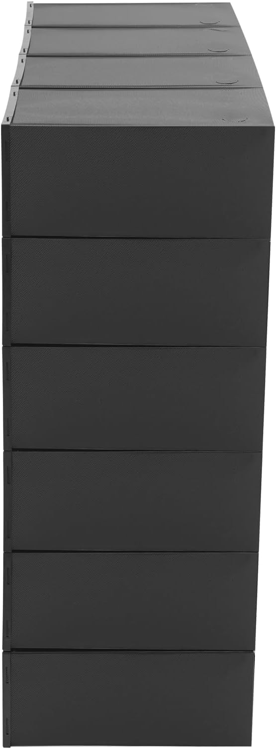 Shoe Storage, 24 Pack Shoe Organizer for Closet, Black Plastic Stackable Shoe Storage Boxes for Cabinet, Bedroom, Living room, Balcony, Black