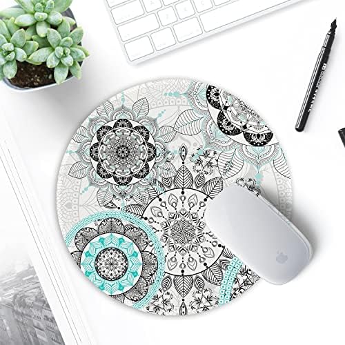 ITNRSIIET Round Mouse Pad with Stitched Edge Premium-Textured Waterproof Non-Slip Rubber Base Desktop Protection Mat Diameter 8.7 inches, Mandala Flowers - Image 7