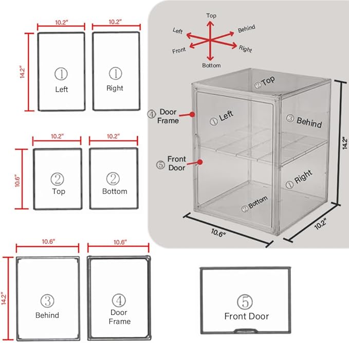 X-Large Clear Display Case for Collectibles, Acrylic Box, Storage Bins with Magnetic Lid and Stackable Design, 3 Adjustable Layers, Display Box for Figure, Lego, Shoes, Purses, Cosmetics
