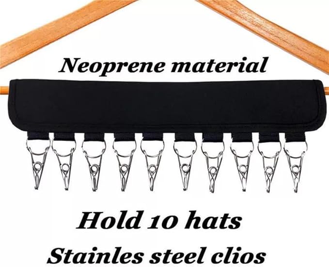 2 Pack Hat Organizer for Baseball Caps and Accessories, 10 Hat Storage Clips of Hat Hanger for Baseball Caps Display and Storage, Hat Rack Fit Hangers and Closet
