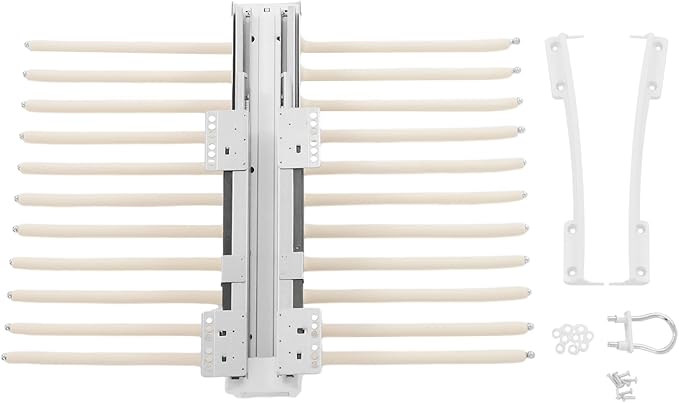Pull Out Trousers Rack 22 Arms Closet Pants Hanger Bar Stainless Steel Hanger Rail Extendable Trousers for Clothes Towel Scarf Trousers Tie 18x23in (Beige, 22 Arms)