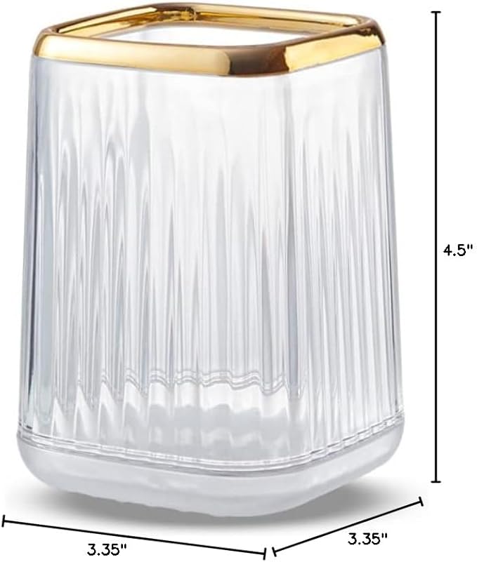 Makeup Brush Cup Holder Organizer for Vanity, Acrylic Clear Make Up Brushes Holders Container Storage with 3 Colors Available, Pen Pencil Holder Cosmetic Cup for Office Desktop Bathroom Countertop