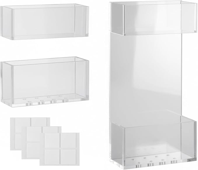 Acrylic Straw Holder for Cabinet Door, 2pcs Reusable Straw Organizer Storage with Sticky Adhesive Fits Both Short & Long Straws for Cabinet Kitchen Counter Cupboard Refrigerator