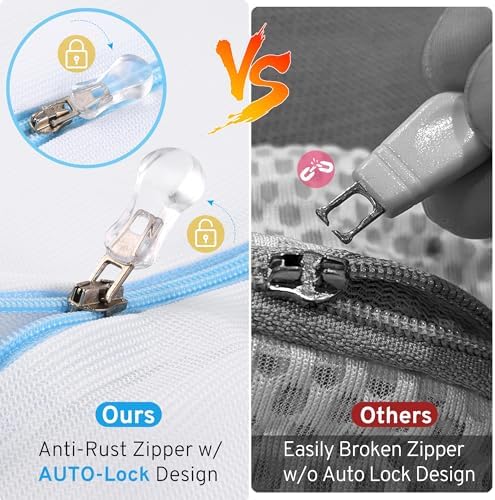 4 Pcs Mesh Laundry Bags Set for Delicates with AUTO-Lock Zipper, Lingerie Bags for Washing Delicates, Laundry Bags Mesh Wash Bags, Delicates Laundry Bag for Jeans,Blouse,Stocking,Bra(XL, 24" x 20") - Image 6