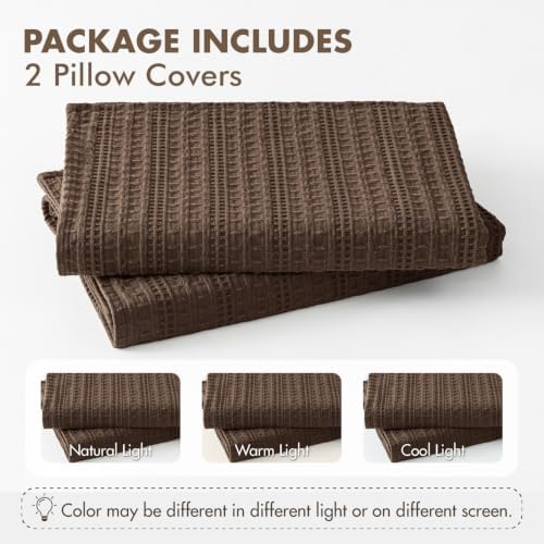 Decorative Waffle Throw Pillow Covers 18x18 Brown 2 Pack - Image 7