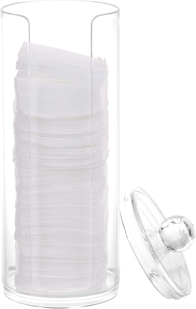 Tecbeauty Cotton Pad Holder Makeup Pads Cotton Swab Dispenser for Bathroom Storage,Clear, Acrylic, 2.9x7.5 inch