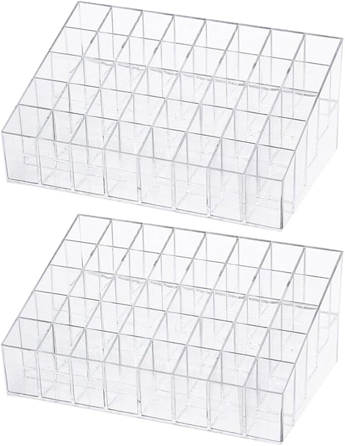 EXCEART Makeup Organizer Stand 2Pcs 40 Grids Lipsticks Holder Clear Acrylic Lipgloss Lipstick Organizer and Storage Display Case for Lip Gloss, Lipstick Tubes Makeup Organizer Shelf