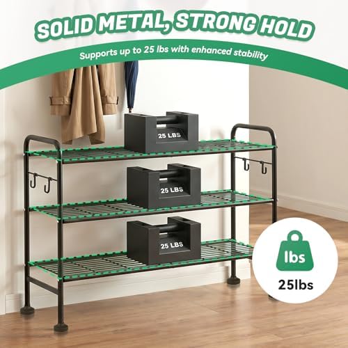 3 Tier Shoe Rack Metal Shoe Storage Organizer for Entryway Closet - Image 6