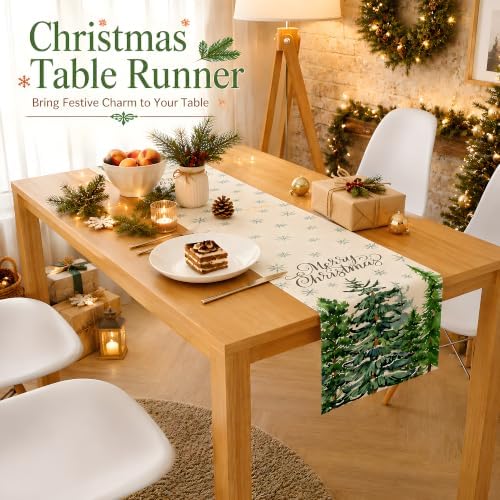 Christmas Decorations - Pine Tree Snowflake Merry Christmas Table Runner - Image 7