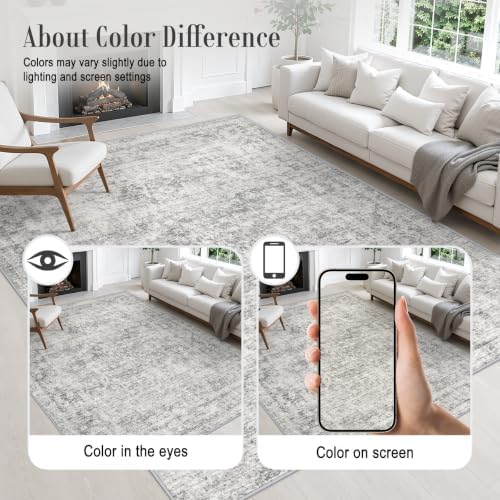 2x3 Washable Entryway Rug: Modern Abstract Soft Carpet Black Grey - Image 7